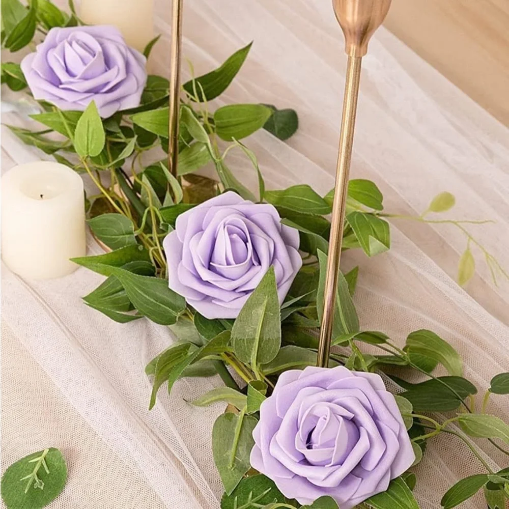 25 Count | Lavender Purple Roses Wedding Bouquet Flowers Centerpiece